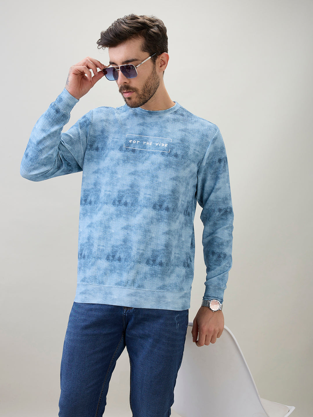 Men's Typography Printed Round Neck Full Sleeve Regular Fit T-Shirt