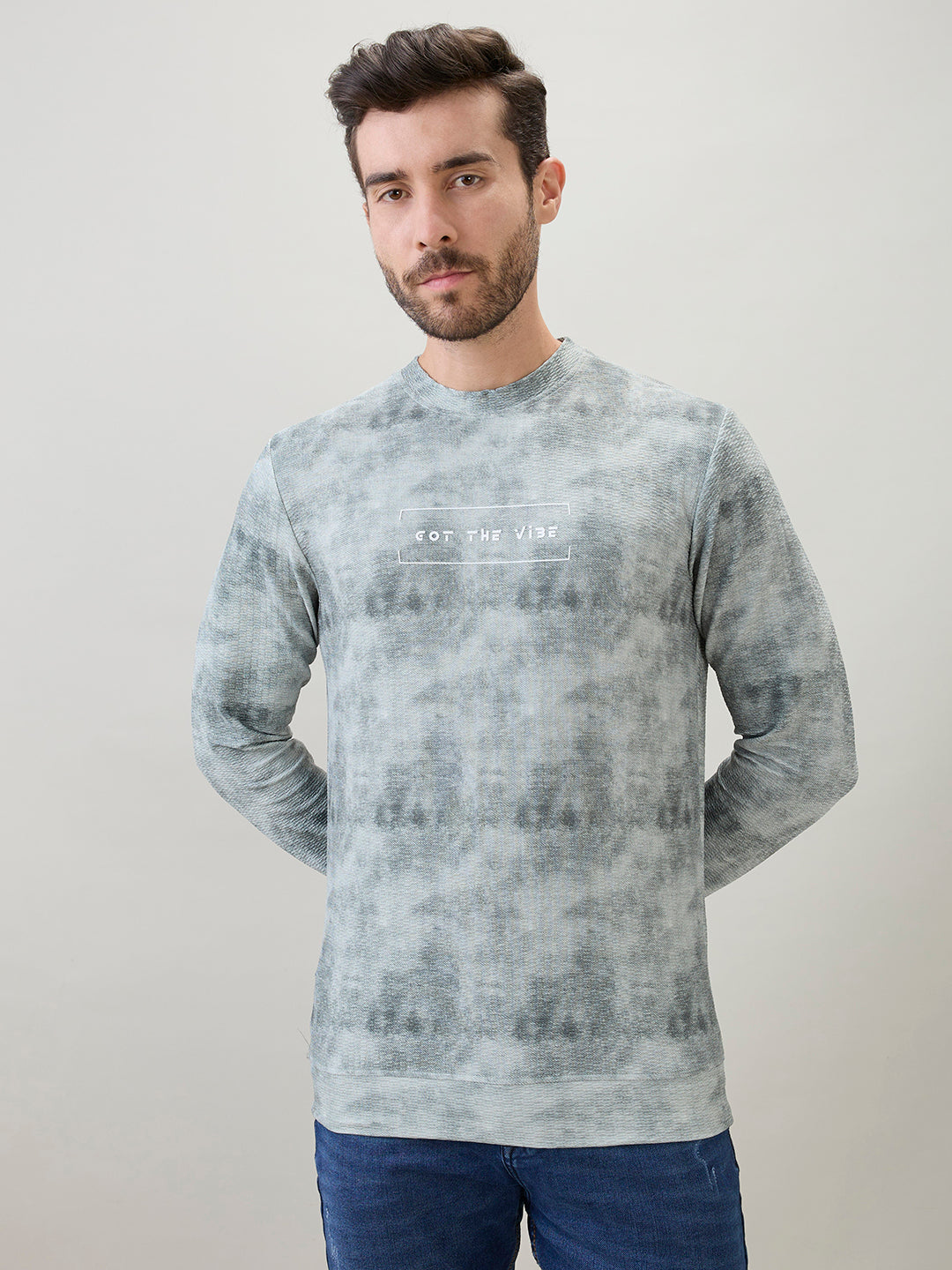 Men's Typography Printed Round Neck Full Sleeve Regular Fit T-Shirt