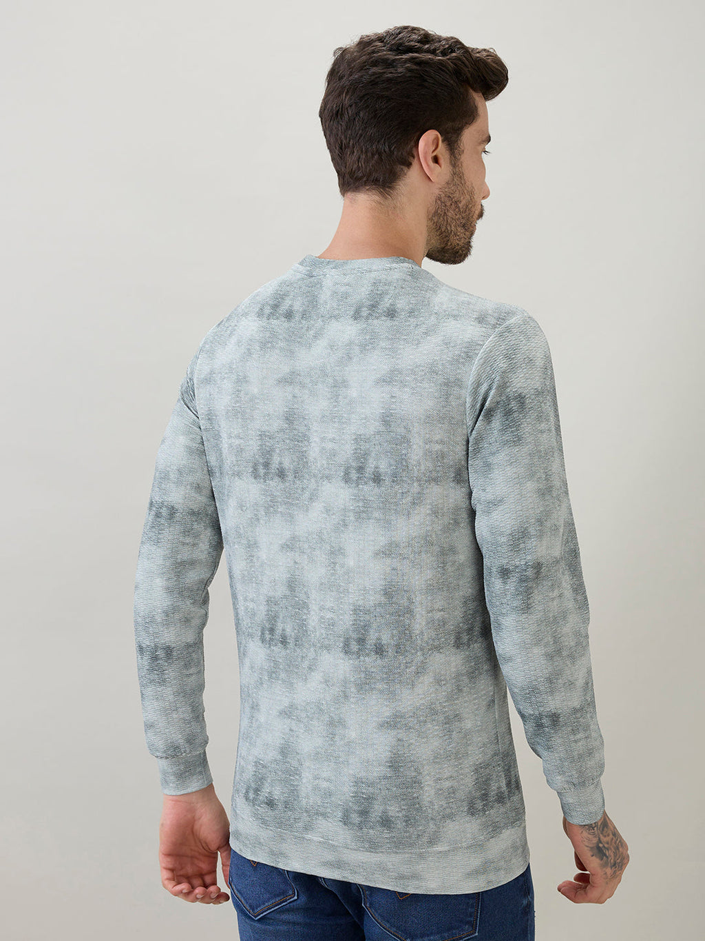 Men's Typography Printed Round Neck Full Sleeve Regular Fit T-Shirt