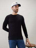 Men's Textured Round Neck Full Sleeves Regular Fit T-Shirt