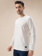 Men's Vertical Striped Full Sleeve Regular Fit T-Shirt