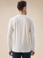 Men's Vertical Striped Full Sleeve Regular Fit T-Shirt