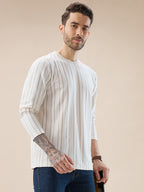 Men's Vertical Striped Full Sleeve Regular Fit T-Shirt
