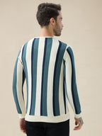 Men's Round Neck Full Sleeve Regular Fit Striped T-Shirt