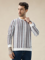 Mens Striped Regular Fit Full Sleeve Round Neck T-Shirt
