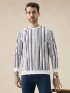 Mens Striped Regular Fit Full Sleeve Round Neck T-Shirt