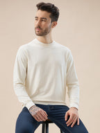 Men's Geometric Textured Round Neck Full Sleeve Regular Fit T-Shirt