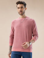 Men's Geometric Textured Round Neck Full Sleeve Regular Fit T-Shirt