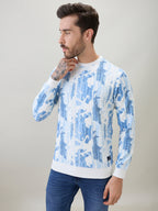 Men's Abstract Printed Round Neck Full Sleeve Regular Fit T-Shirt