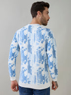 Men's Abstract Printed Round Neck Full Sleeve Regular Fit T-Shirt