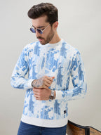 Men's Abstract Printed Round Neck Full Sleeve Regular Fit T-Shirt