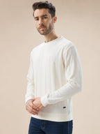 Men's Geometric Textured Round Neck Full Sleeve Regular Fit T-Shirt