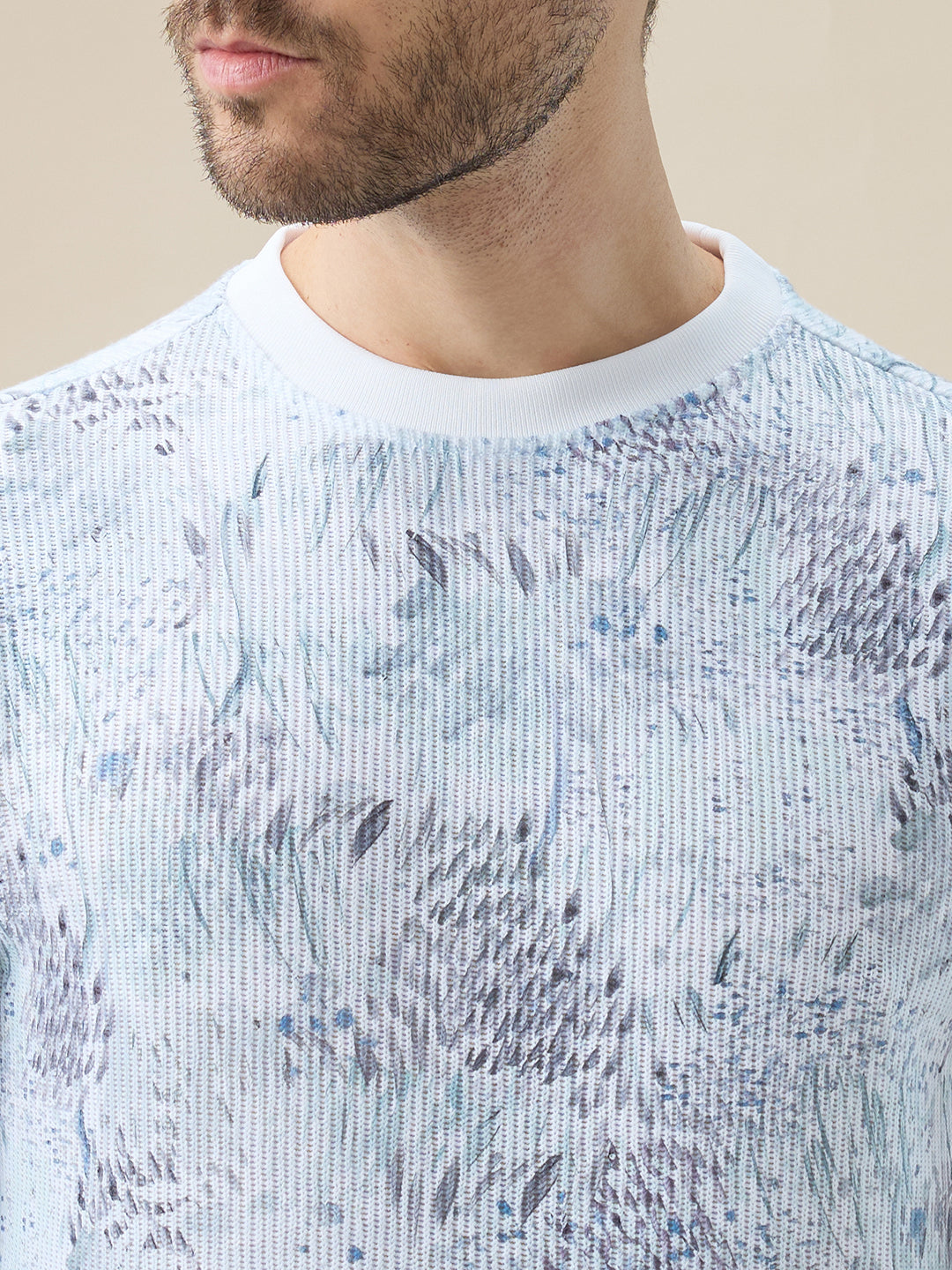 Men's Tropical All-Over Print Round Neck Full Sleeves Regular Fit T-Shirt