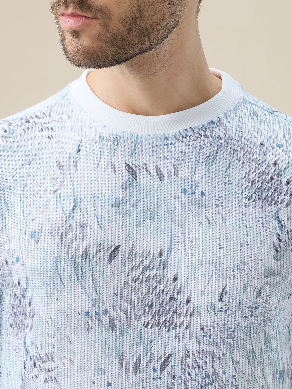 Men's Tropical All-Over Print Round Neck Full Sleeves Regular Fit T-Shirt