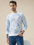 Men's Tropical All-Over Print Round Neck Full Sleeves Regular Fit T-Shirt