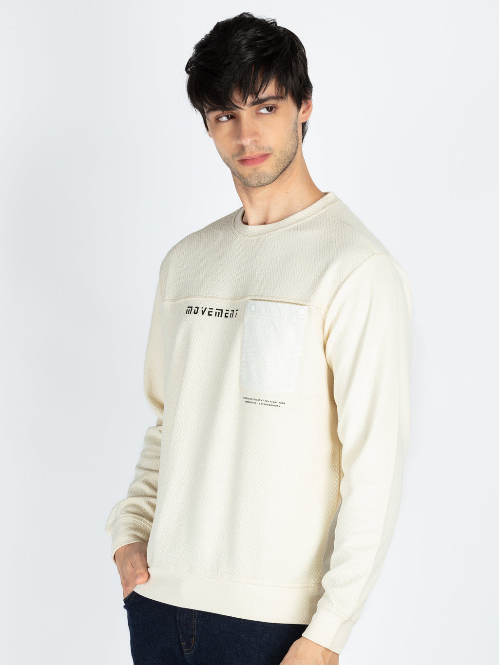 Mens Colorblocked Round Neck Full Sleeve T-Shirt