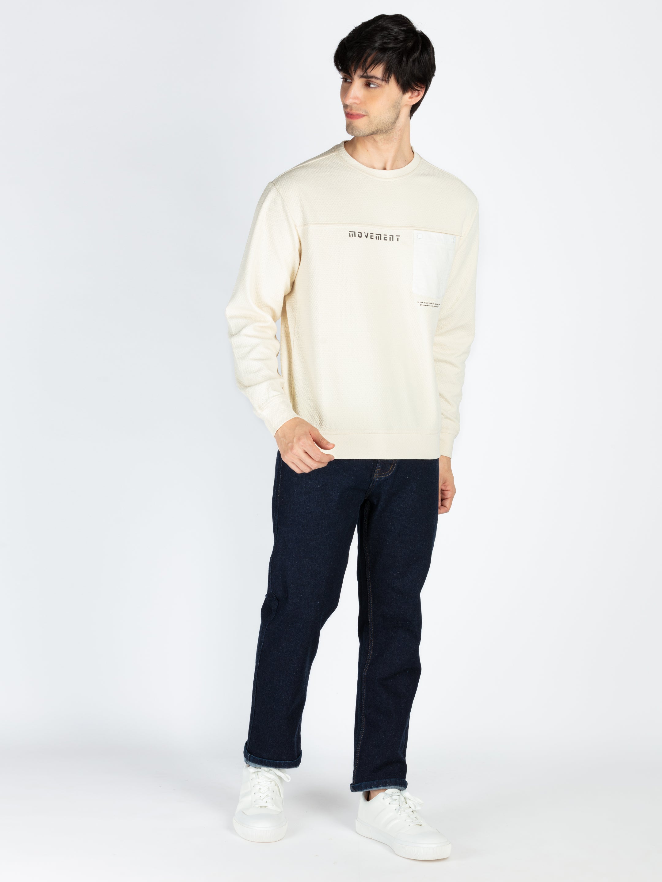 Mens Colorblocked Round Neck Full Sleeve T-Shirt