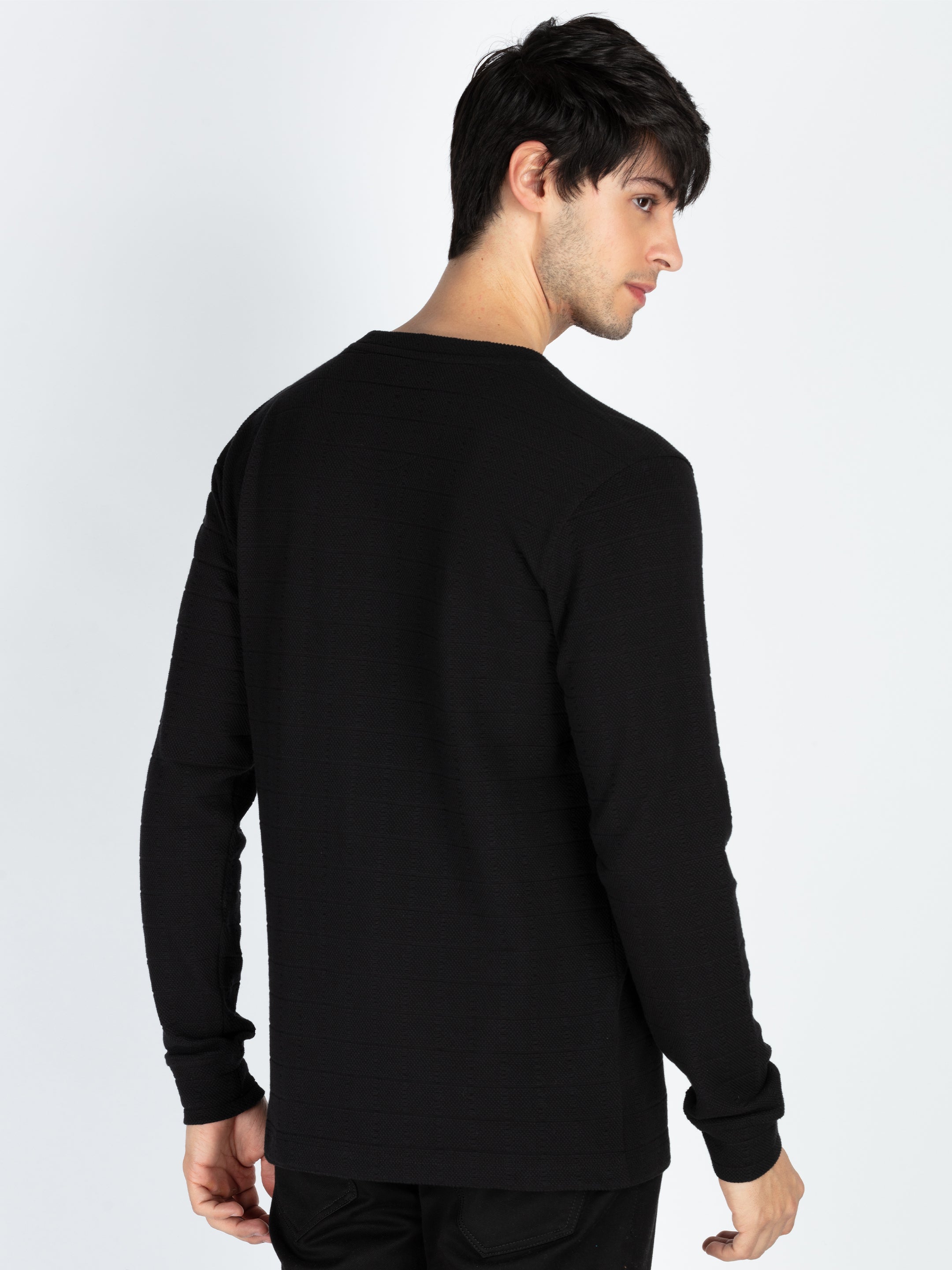 Men's Solid Round Neck Full Sleeve T-Shirt