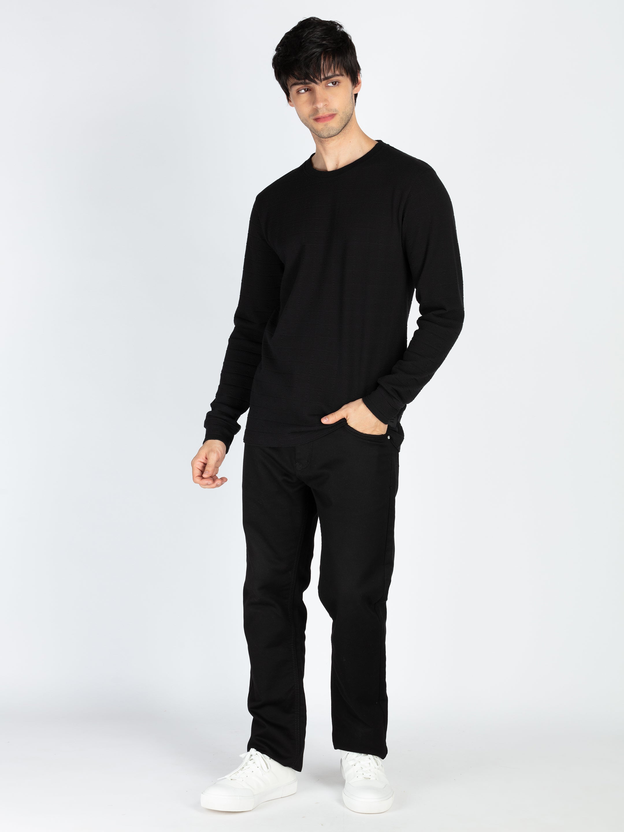 Men's Solid Round Neck Full Sleeve T-Shirt