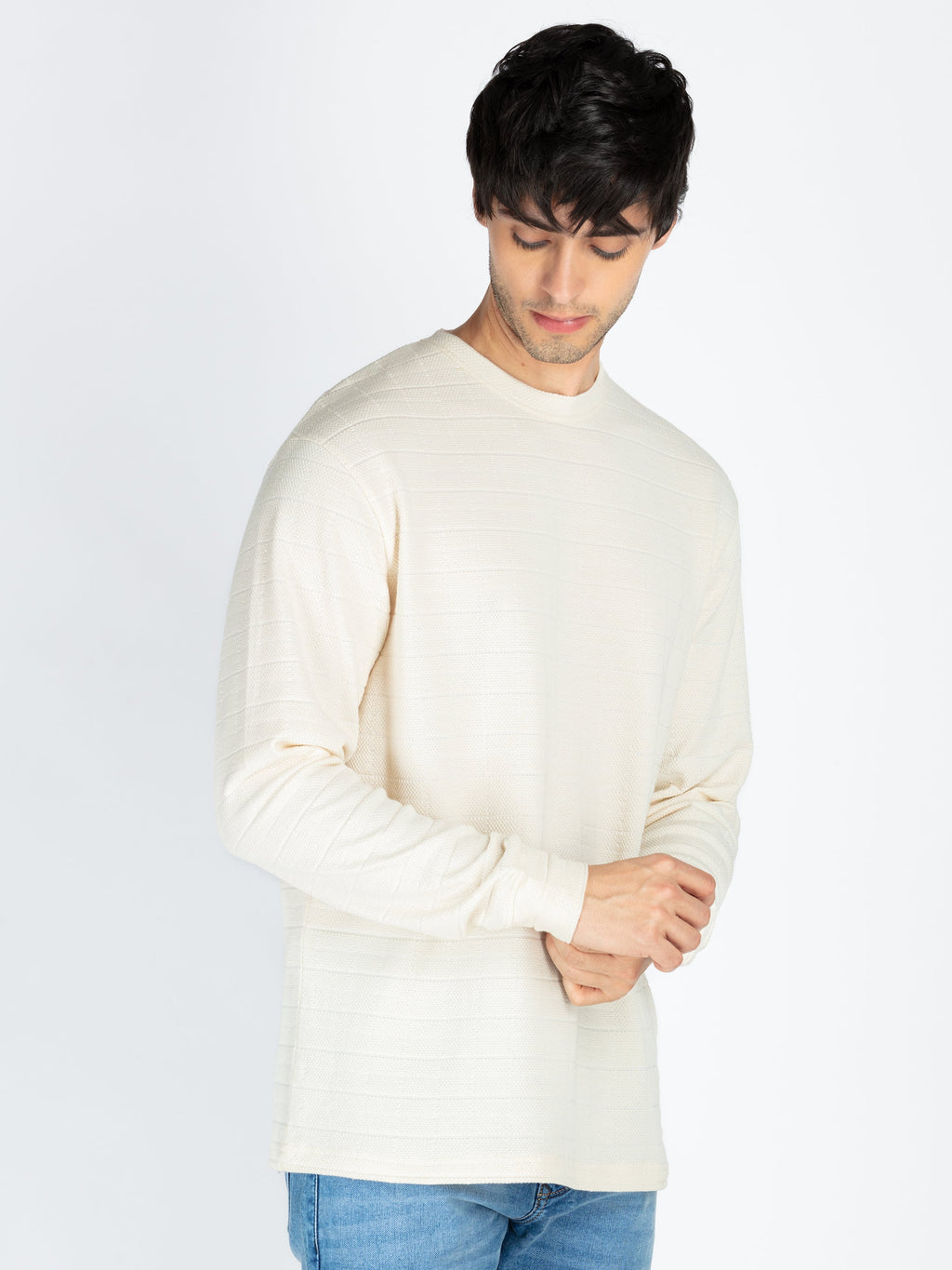 Mens Solid Round Neck Full Sleeve T-Shirt