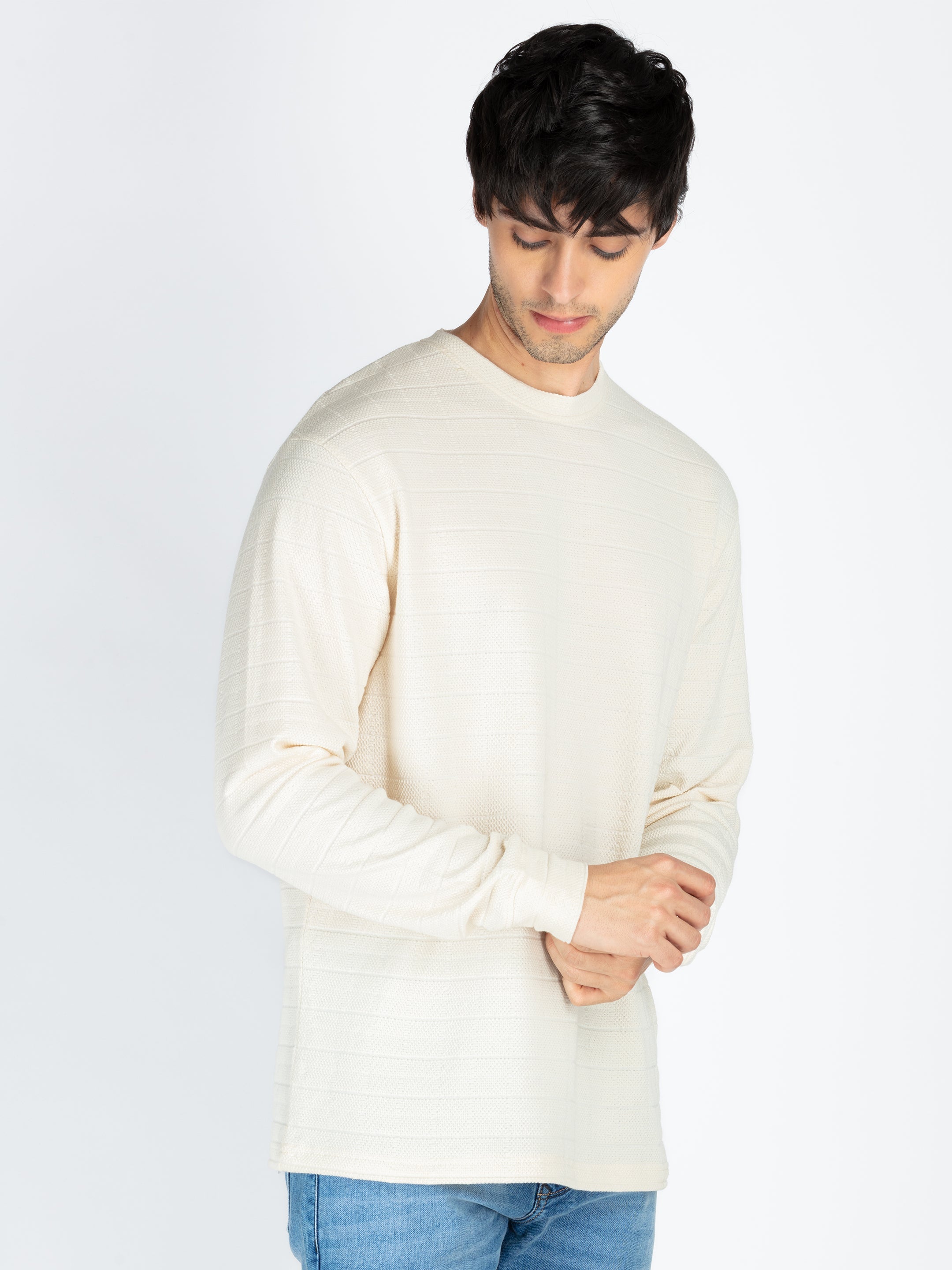 Mens Solid Round Neck Full Sleeve T-Shirt