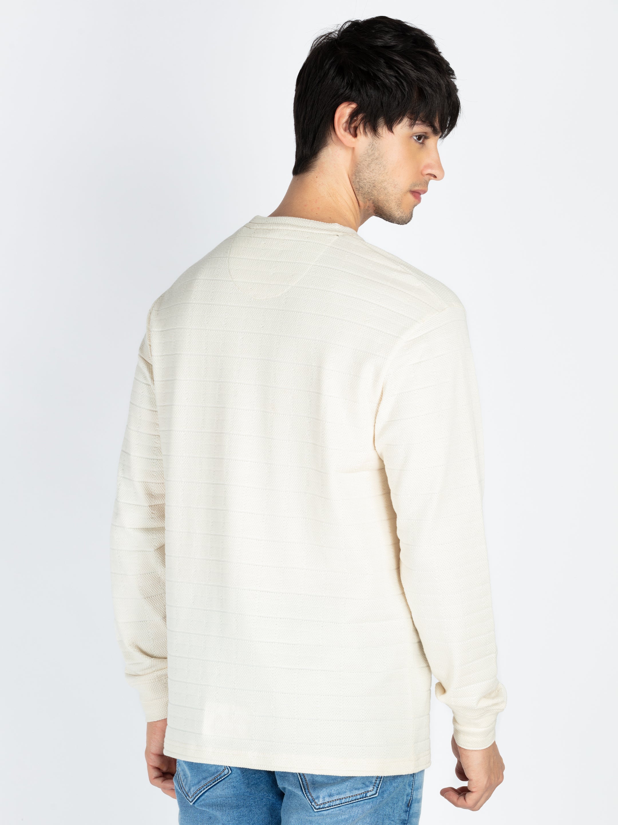 Mens Solid Round Neck Full Sleeve T-Shirt