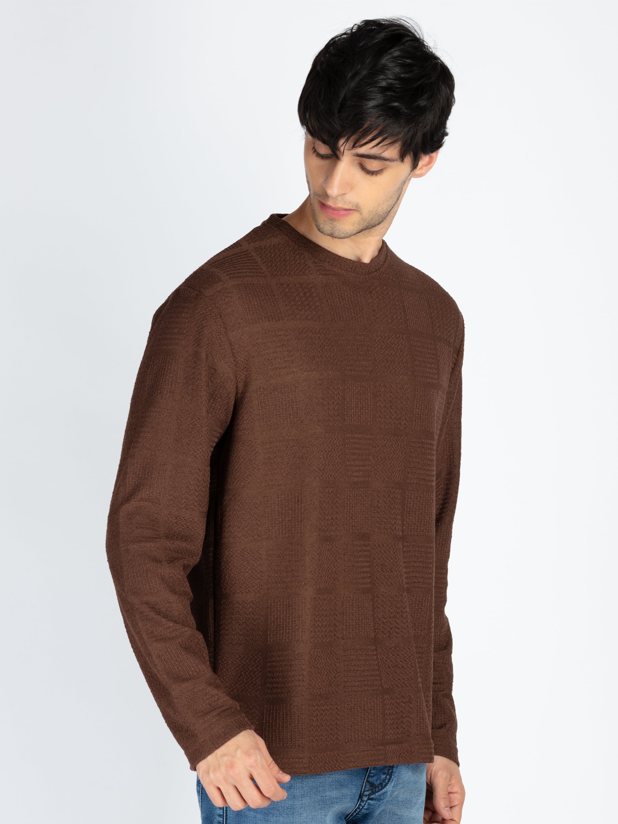 Men's Solid Round Neck Full Sleeve T-Shirt Secondary image