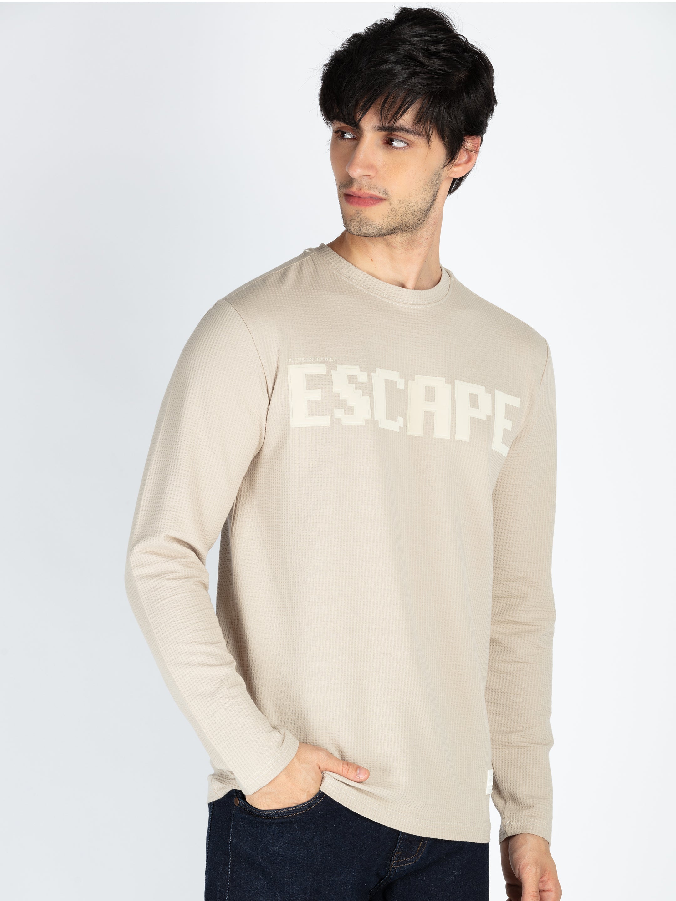 Mens Printed Round Neck Full Sleeve T-Shirt Secondary image