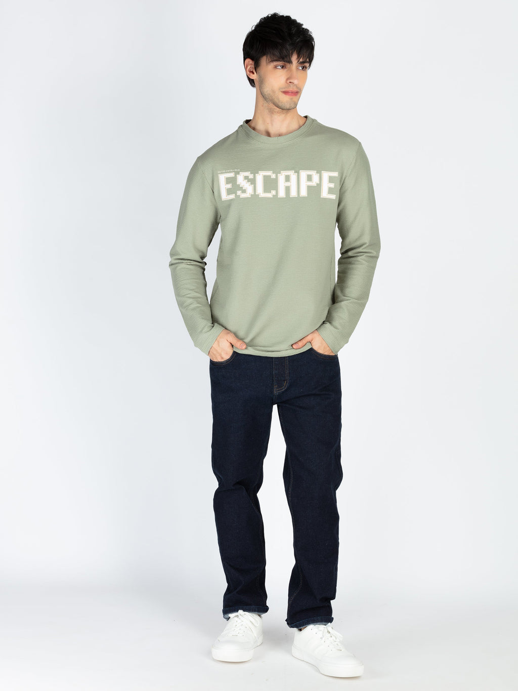 Mens Printed Round Neck Full Sleeve T-Shirt