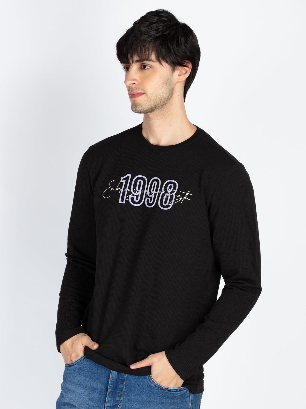 Mens Printed Round Neck Full Sleeve T-Shirt