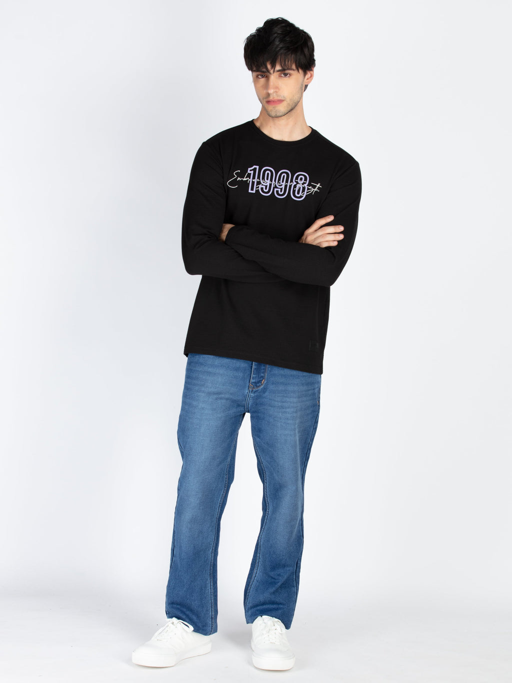 Mens Printed Round Neck Full Sleeve T-Shirt