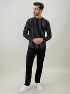 Men's Vertical Striped Full Sleeve Regular Fit T-Shirt