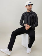 Men's Vertical Striped Full Sleeve Regular Fit T-Shirt