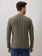 Men's Vertical Striped Full Sleeve Regular Fit T-Shirt