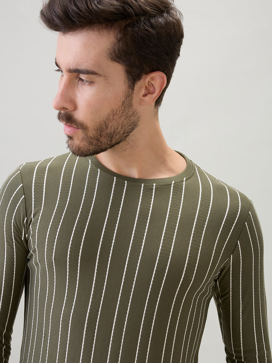 Men's Vertical Striped Full Sleeve Regular Fit T-Shirt