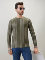 Men's Vertical Striped Full Sleeve Regular Fit T-Shirt