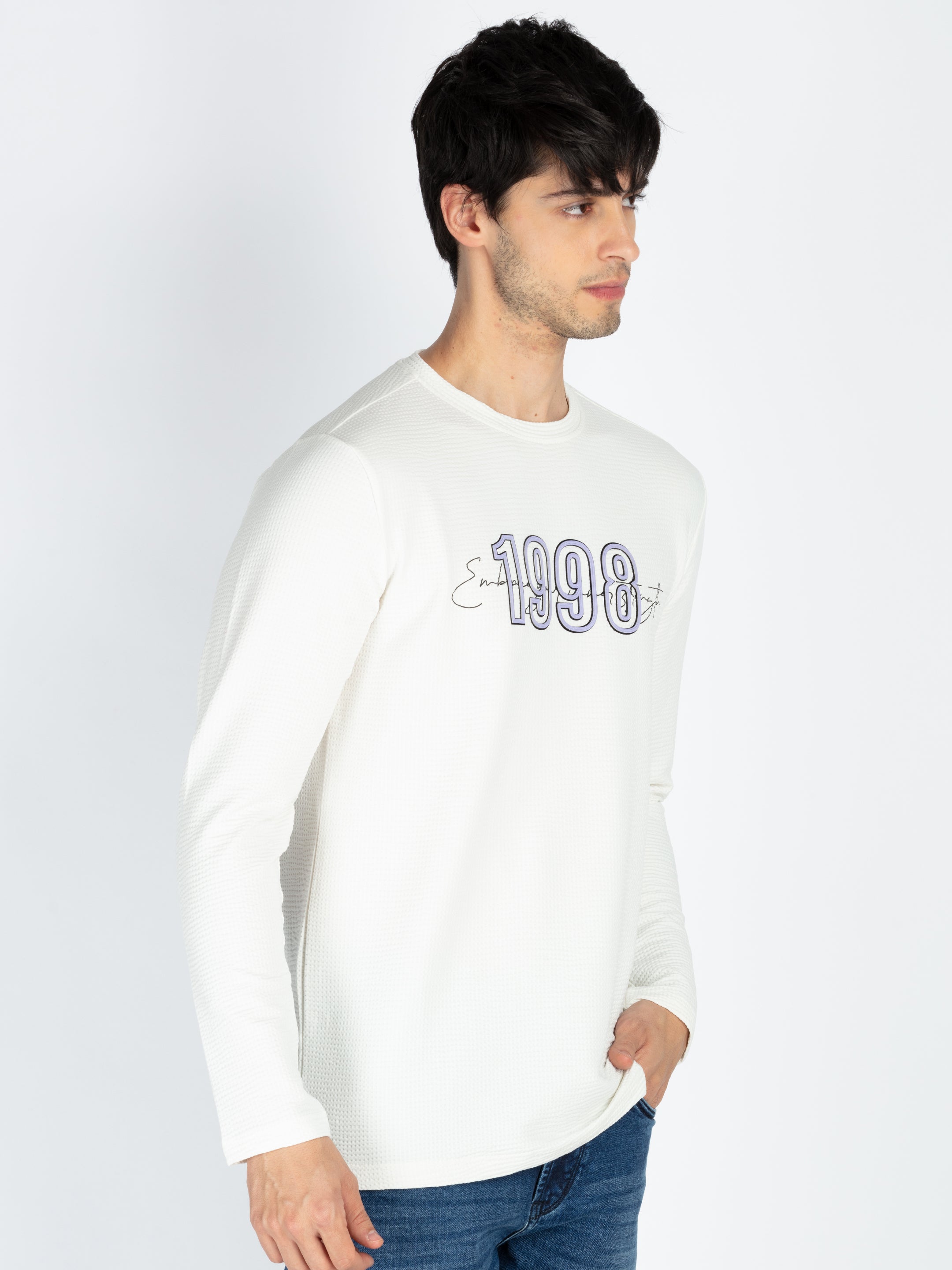 Men's Printed Round Neck Full Sleeve T-Shirt