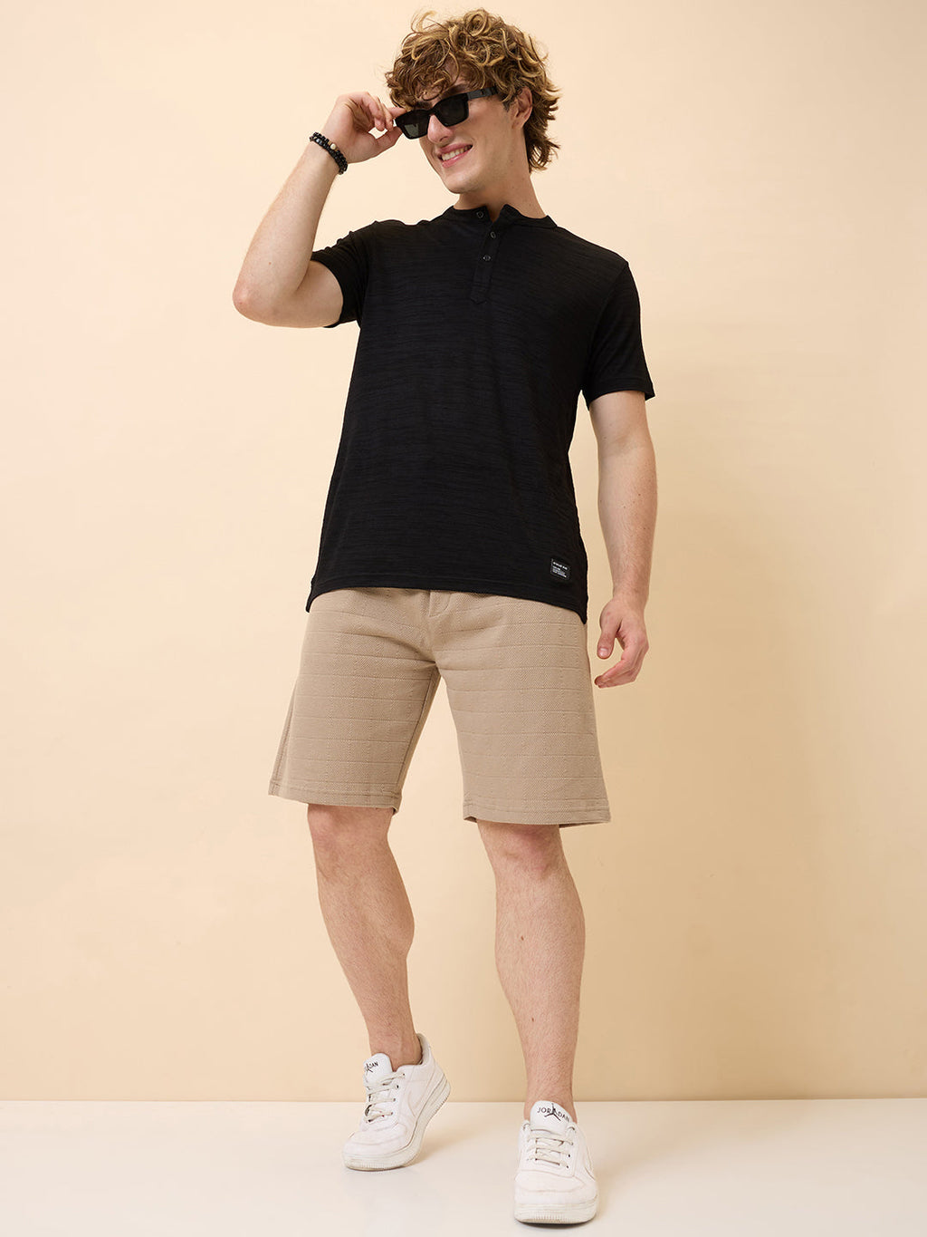 Mens Solid Regular Fit Drawstring Shorts