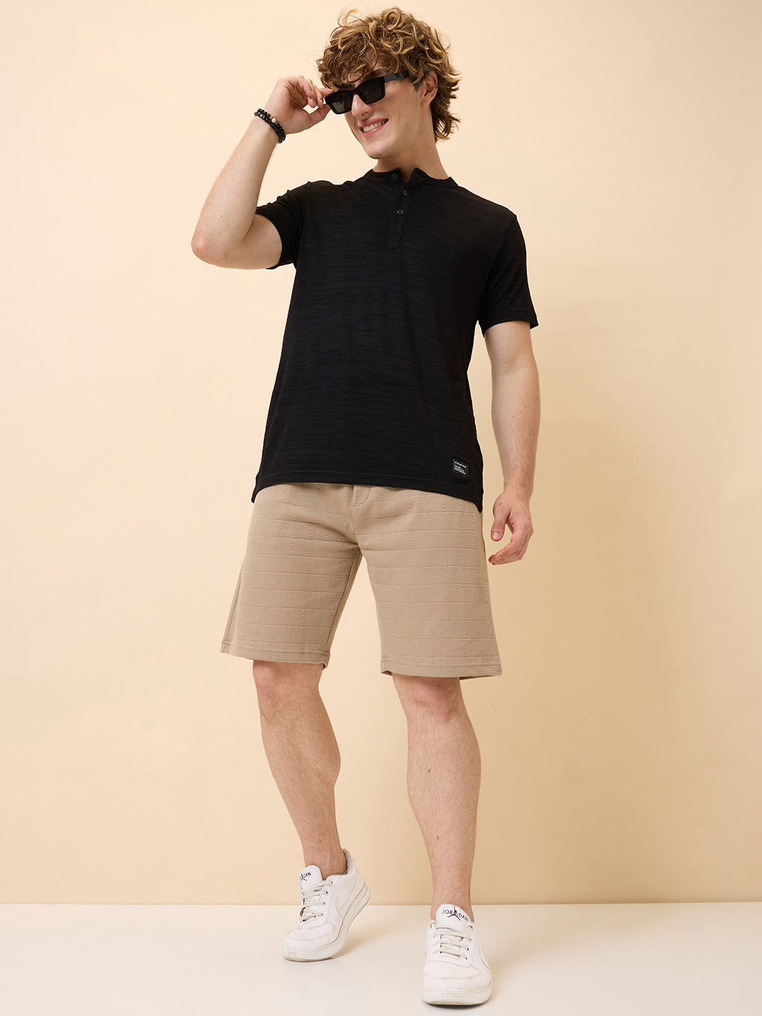 Mens Solid Regular Fit Drawstring Shorts