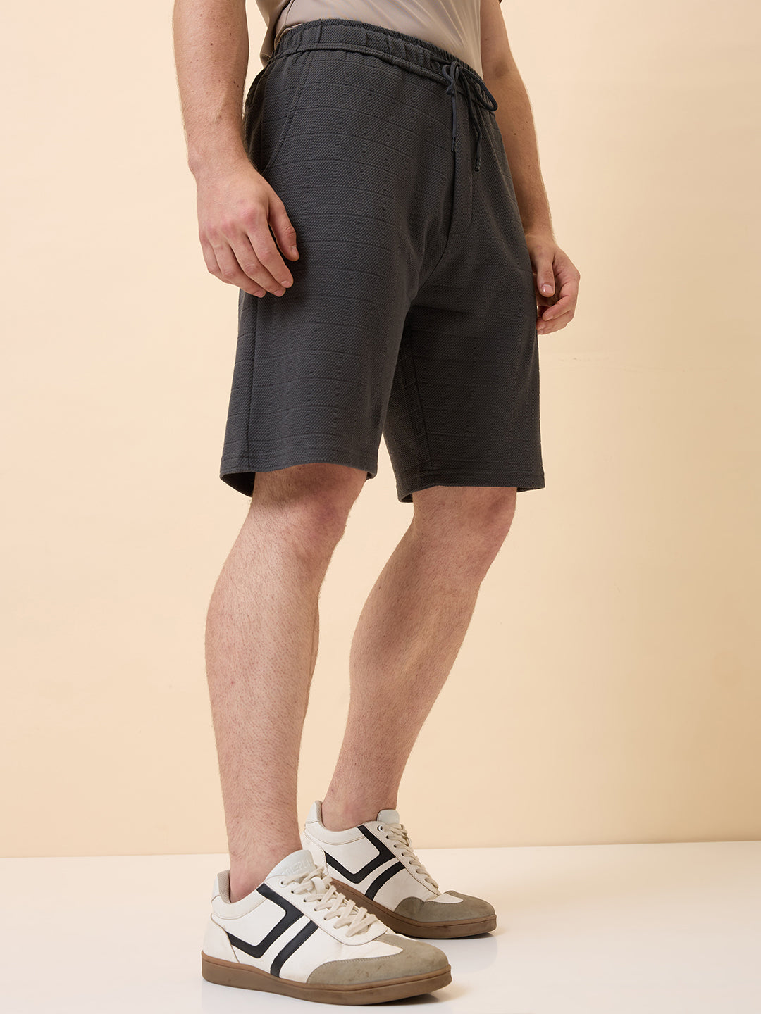 Mens Solid Regular Fit Drawstring Shorts