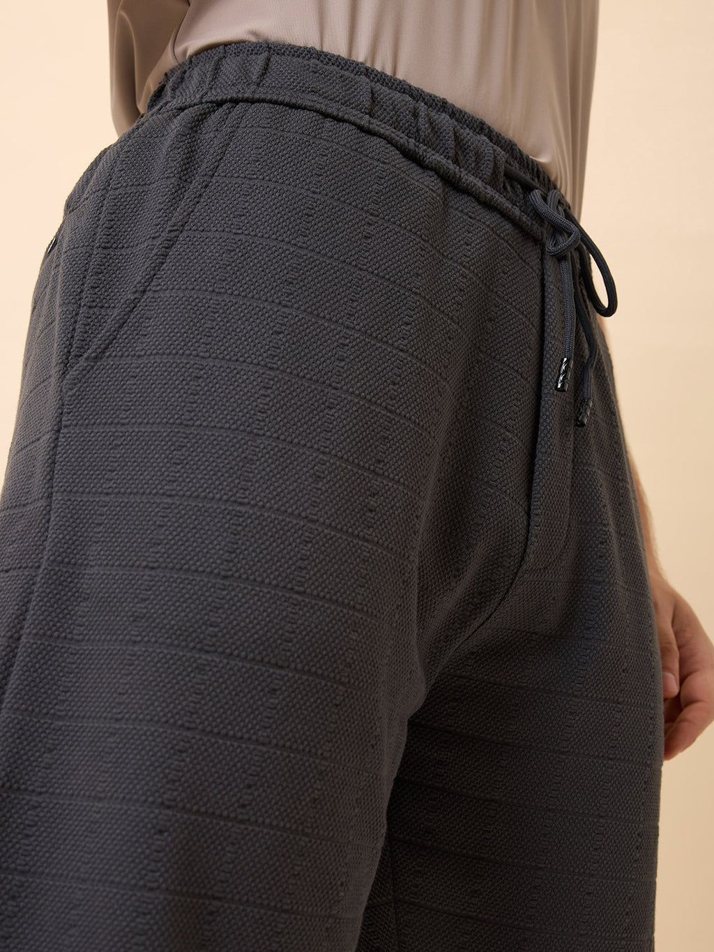 Mens Solid Regular Fit Drawstring Shorts