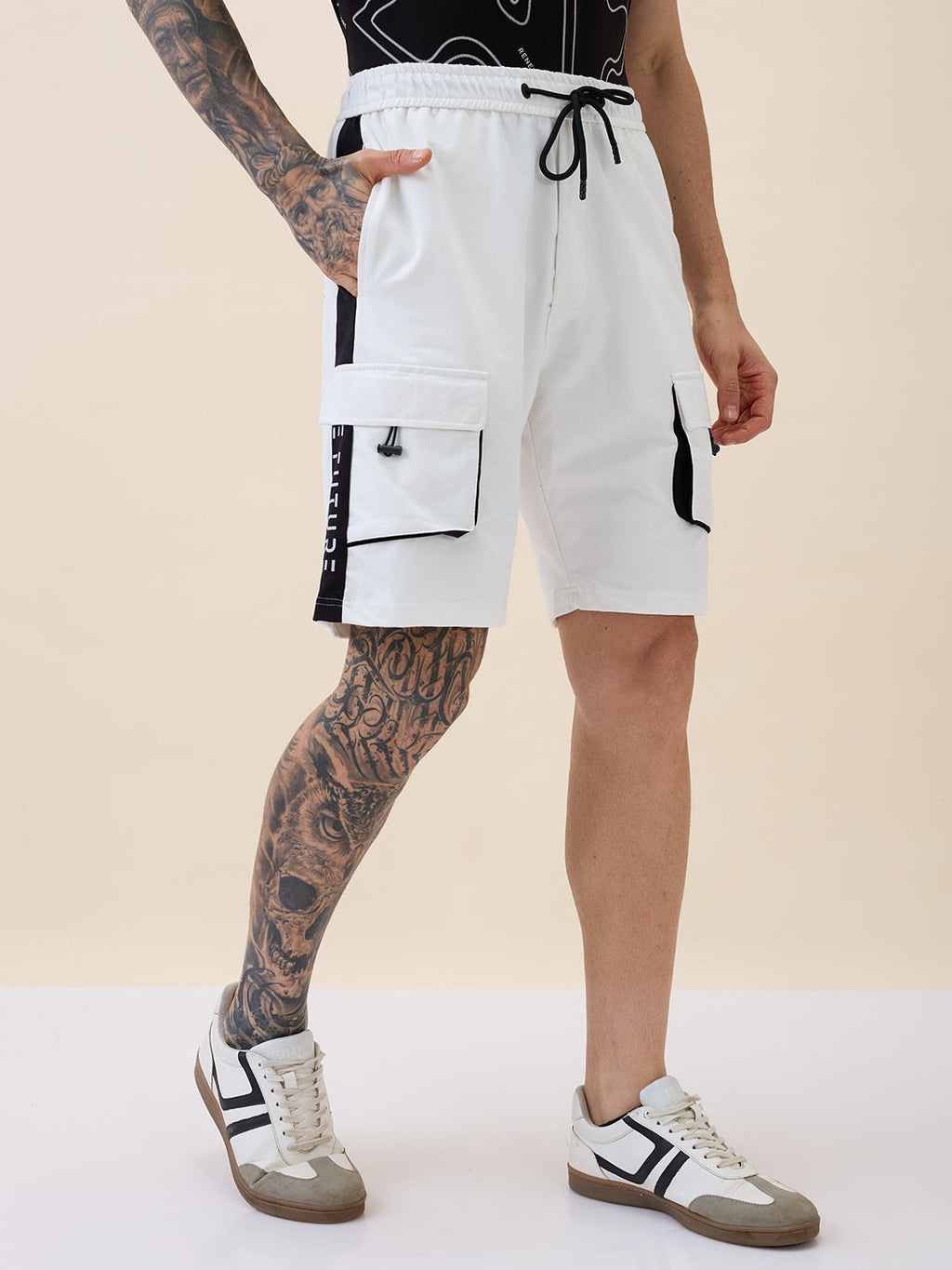 Men's Solid with Side Pockets Summer Drawstring Shorts