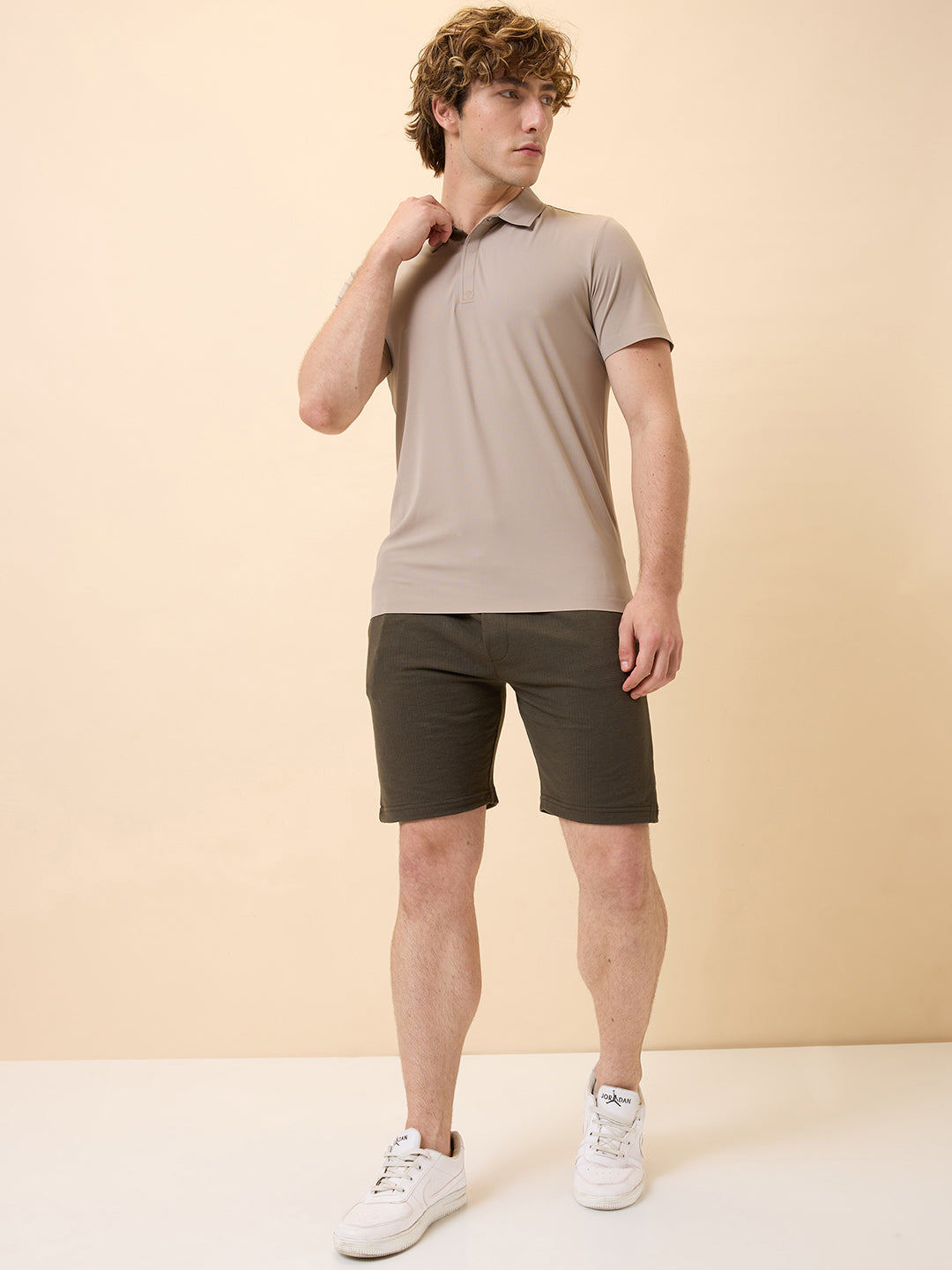 Mens Solid Regular Fit Drawstring Shorts