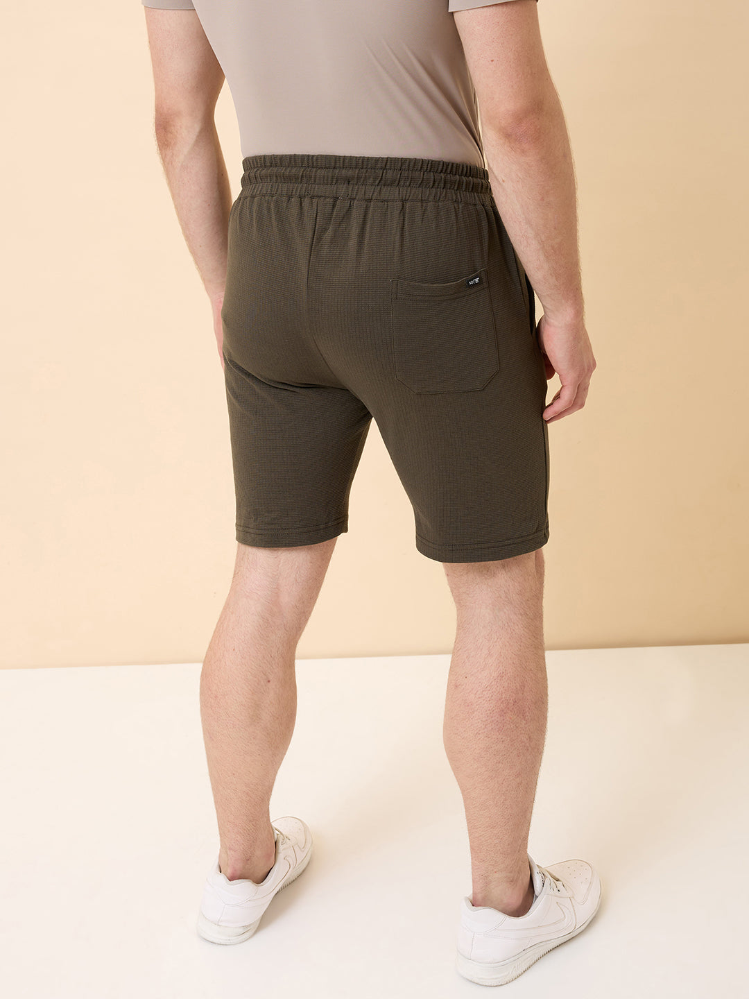 Mens Solid Regular Fit Drawstring Shorts