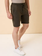 Mens Solid Regular Fit Drawstring Shorts