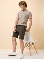Mens Solid Regular Fit Drawstring Shorts