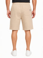 Beige Textured Drawstring Shorts