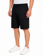 Black Textured Drawstring Shorts