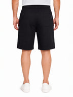 Black Textured Drawstring Shorts
