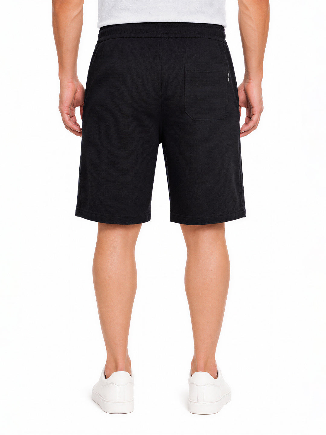 Black Textured Drawstring Shorts